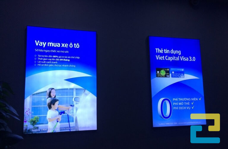 In bạt làm hộp đèn quảng cáo vay tín dụng