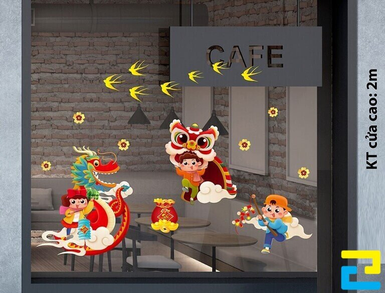 Mẫu Decal trang trí các hoạt động dân gian thường diễn ra vào dịp tết