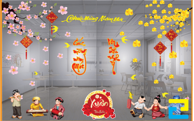 Mẫu Decal trang trí các hoạt động dân gian ngày tết