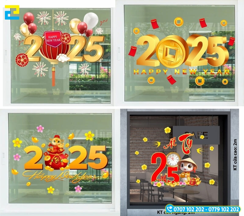 Mau Decal Trang Tri Tet 2025