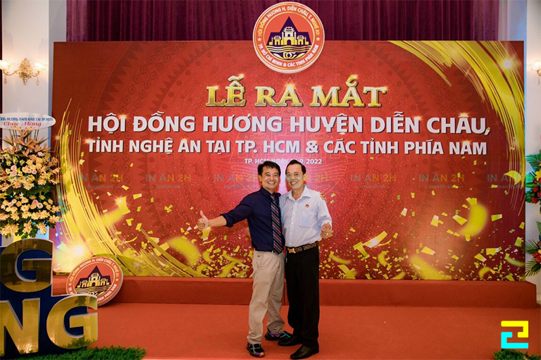 Mẫu phông nền sân khấu sự kiện ra mắt hội đồng hương huyện Diễn Châu - Nghệ An