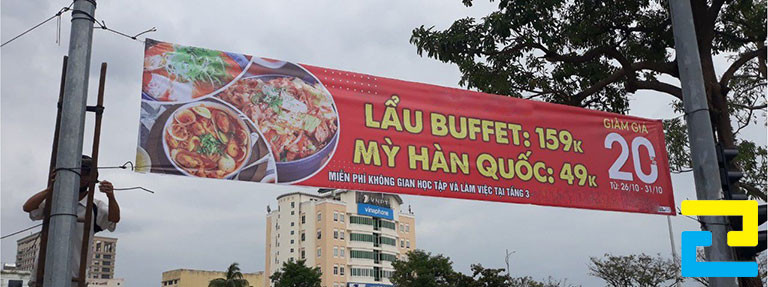 Băng rôn quảng cáo lẩu & mì