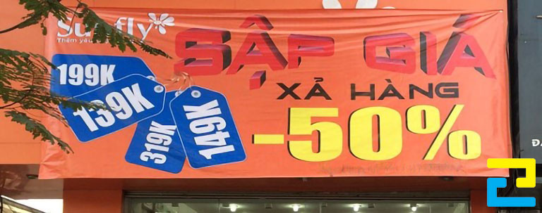 Băng rôn khuyến mãi giảm giá 50%
