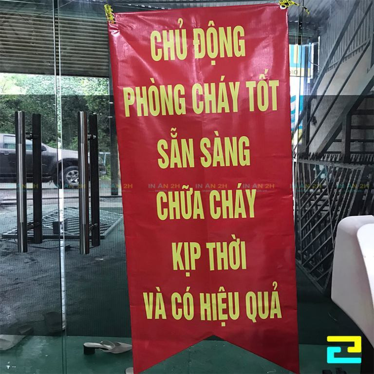 In băng rôn diễn tập phòng cháy chữa cháy