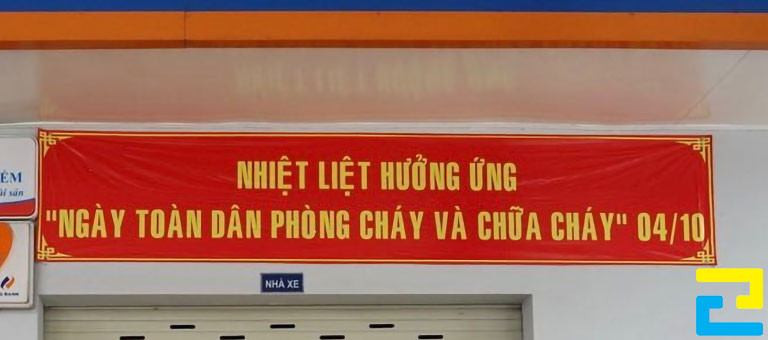 In băng rôn diễn tập phòng cháy chữa cháy
