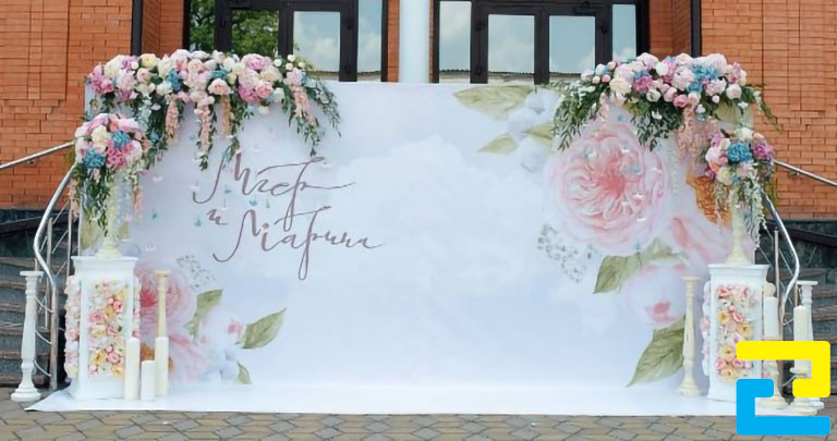 In phông nền đám cưới ngoài trời