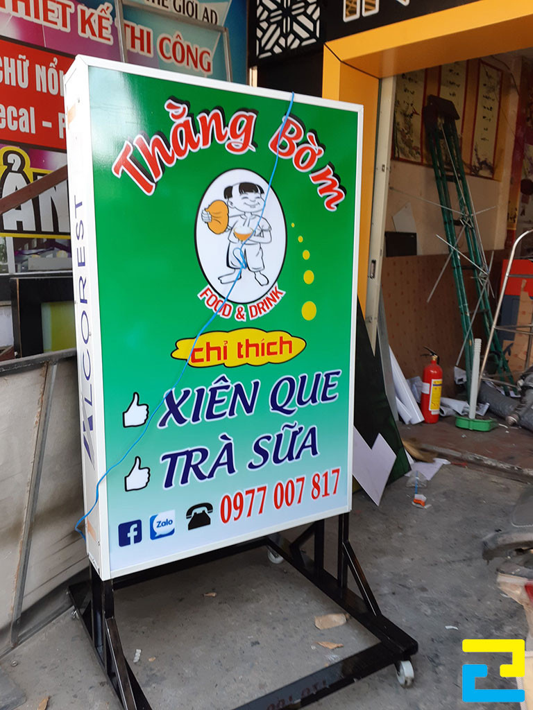 In hộp đèn quảng cáo cho quán trà sữa & xiên que