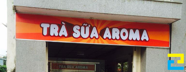 In bảng hiệu ngang cho quán trà sữa