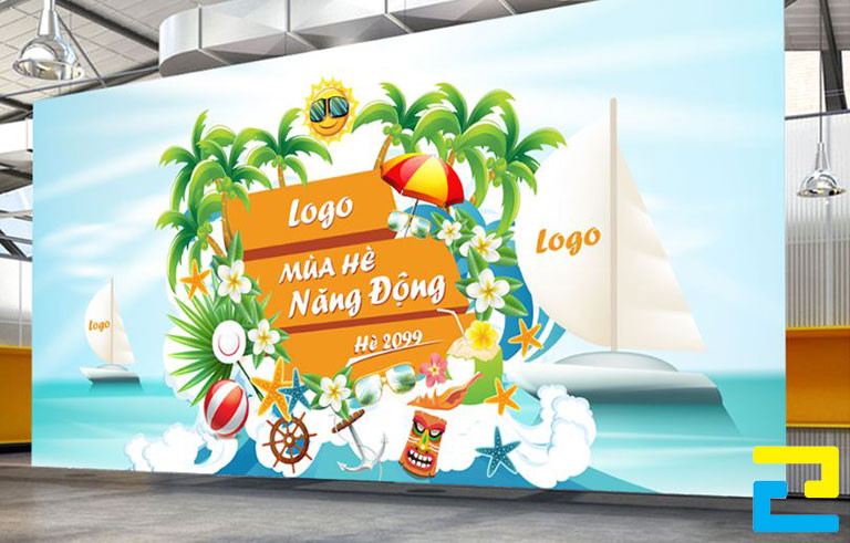 Mẫu 1: Backdrop team building mùa hè năng động