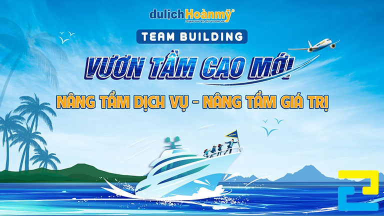 Mẫu 6: Background team building với thông điệp vươn tầm cao mới, nâng tầm dịch vụ, nâng tầm giá trị