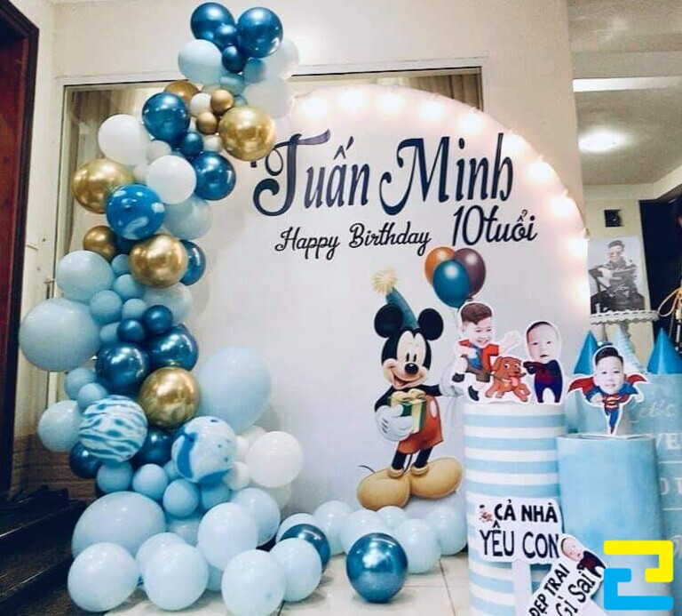 Mẫu backdrop sinh nhật bé trai Tuấn Minh