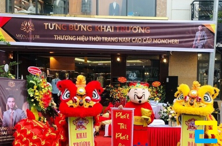 Mẫu băng rôn mừng khai trương cửa hàng thời trang nam Moncheri