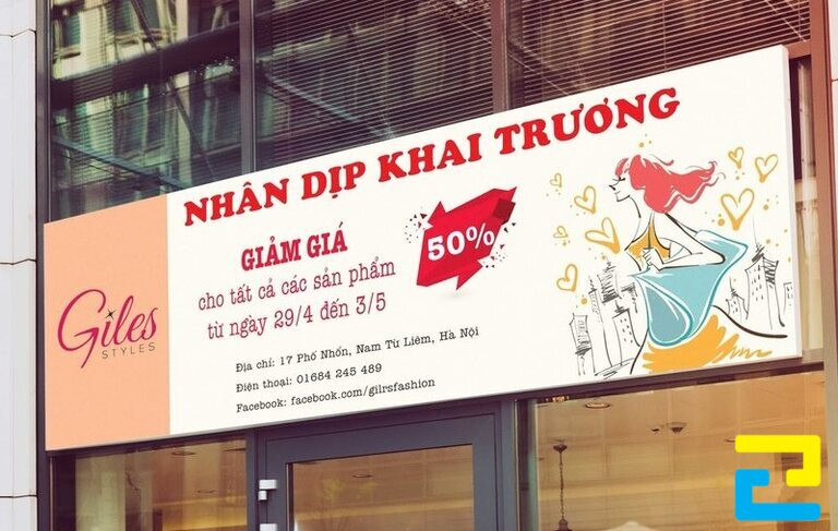 Băng rôn là một ấn phẩm không thể thiếu để hỗ trợ quảng cáo, PR cửa hàng quần áo khi khai trương