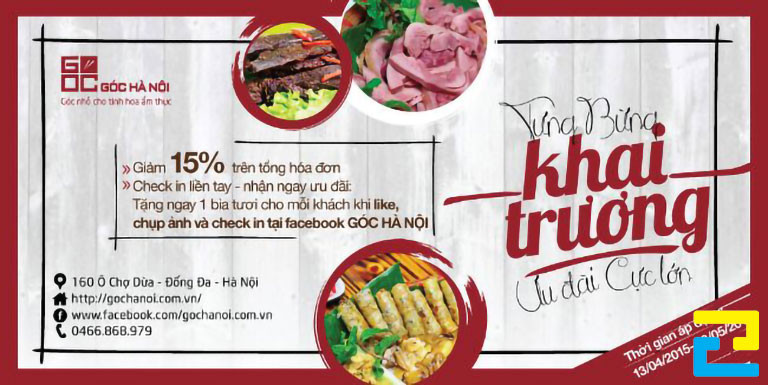 Banner tưng bừng khai trương nhà hàng Góc Hà Nội