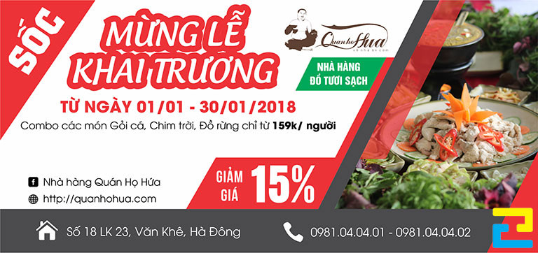 Banner chào mừng lễ khai trương nhà hàng đồ tươi sạch