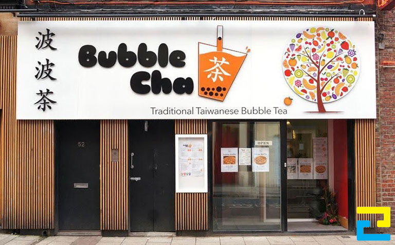 In bảng hiệu quán trà sữa Bubble Cha khổ lớn