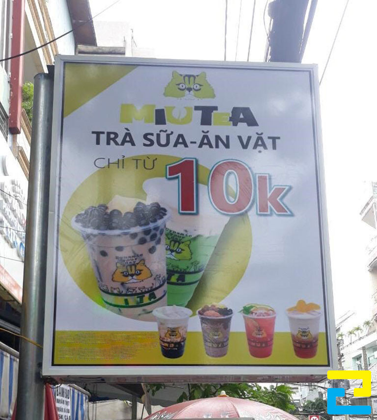In bảng hiệu quán trà sữa MuTea khổ nhỏ