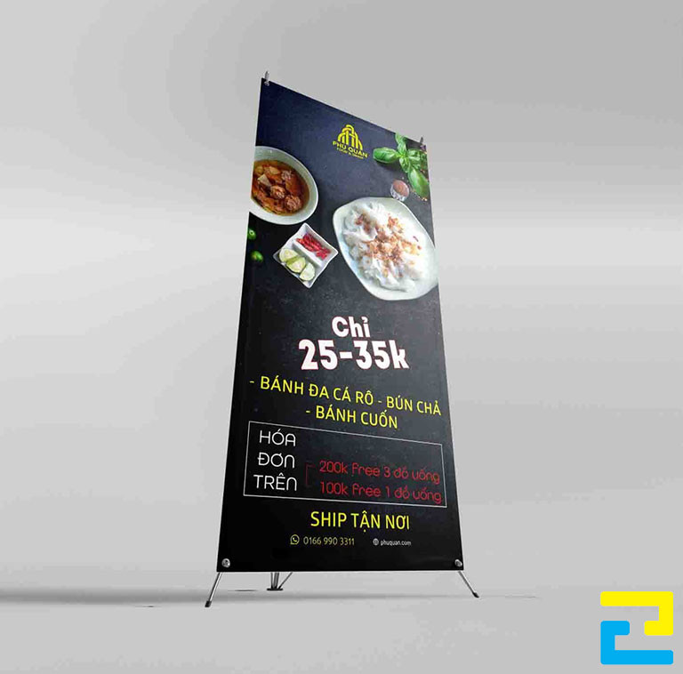 In standee quảng cáo bánh đa cá rô - Bún chả - Bánh cuốn