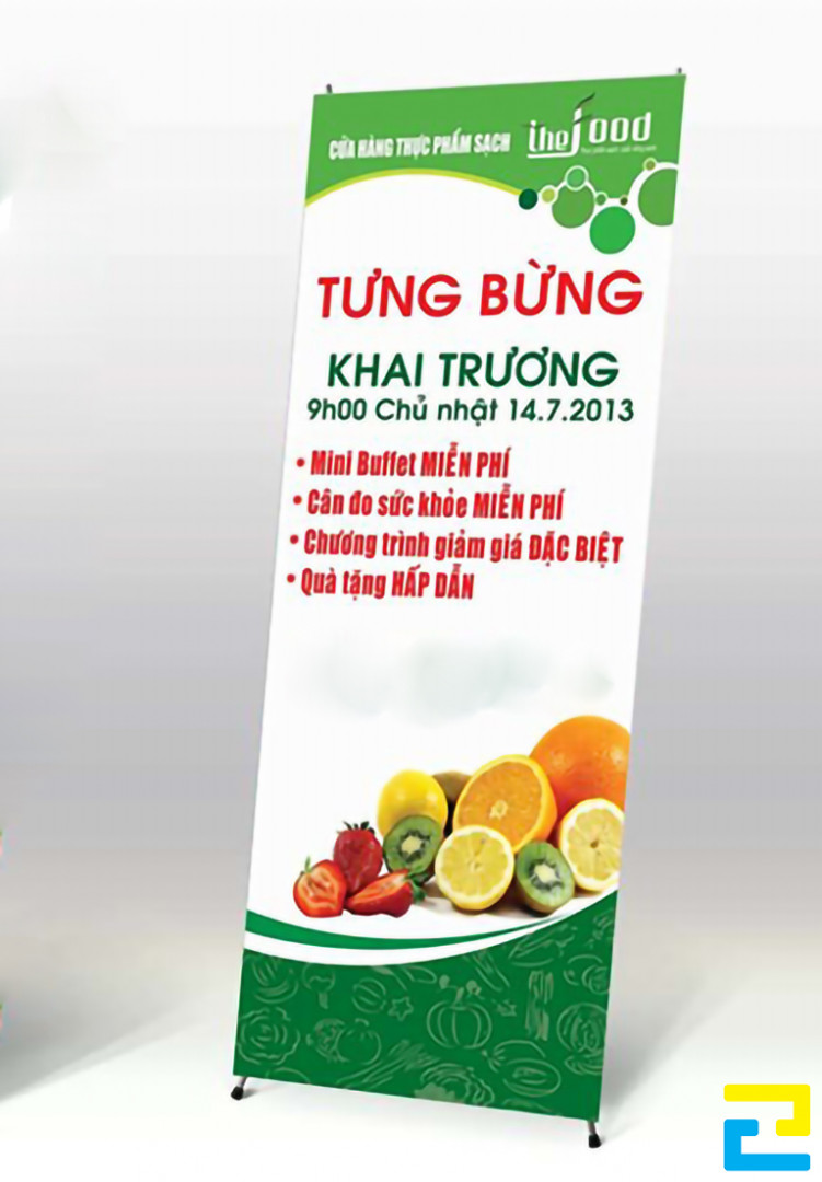 In standee khai trương Cửa hàng thực phẩm sạch The Food tại Phường Tam Phú, TP. Thủ Đức
