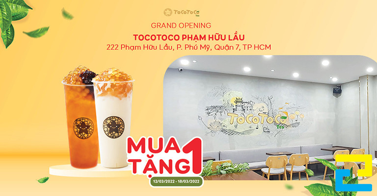 Mẫu 5: Bandroll khai trương quán trà sữa được thiết kế với hình ảnh bên trong quán trà sữa, hình ảnh ly trà sữa đẹp mắt, có tông màu cam nhạt