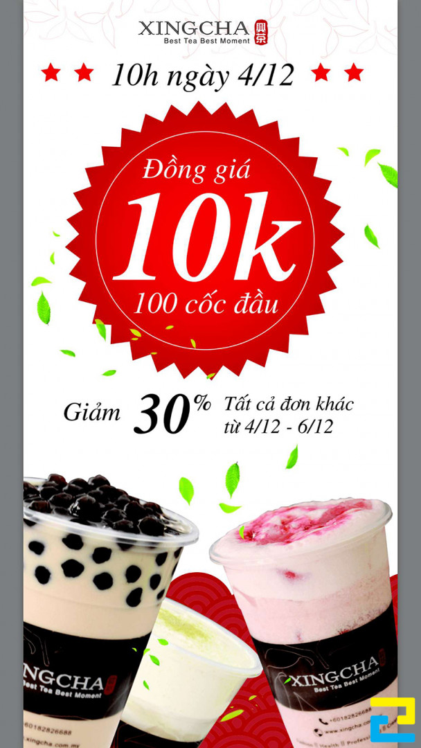 Đối với băng rôn khai trương khuyến mãi giảm giá trà sữa được treo ở ngoài trời, kích thước lớn sẽ phù hợp hơn