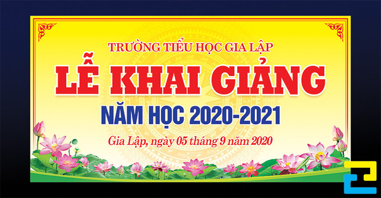 Thông thường phông nền cho lễ khai giảng sẽ được các đơn vị in ấn áp dụng công nghệ in kỹ thuật số hoặc công nghệ in UV để sản xuất
