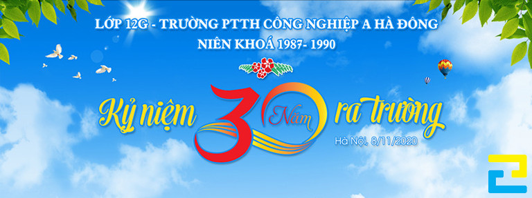 Mẫu 5: Sản phẩm in băng rôn họp mặt lớp được thiết kế với kiểu chữ nghệ thuật - đơn giản đẹp mắt, có tông màu xanh dương chủ đạo