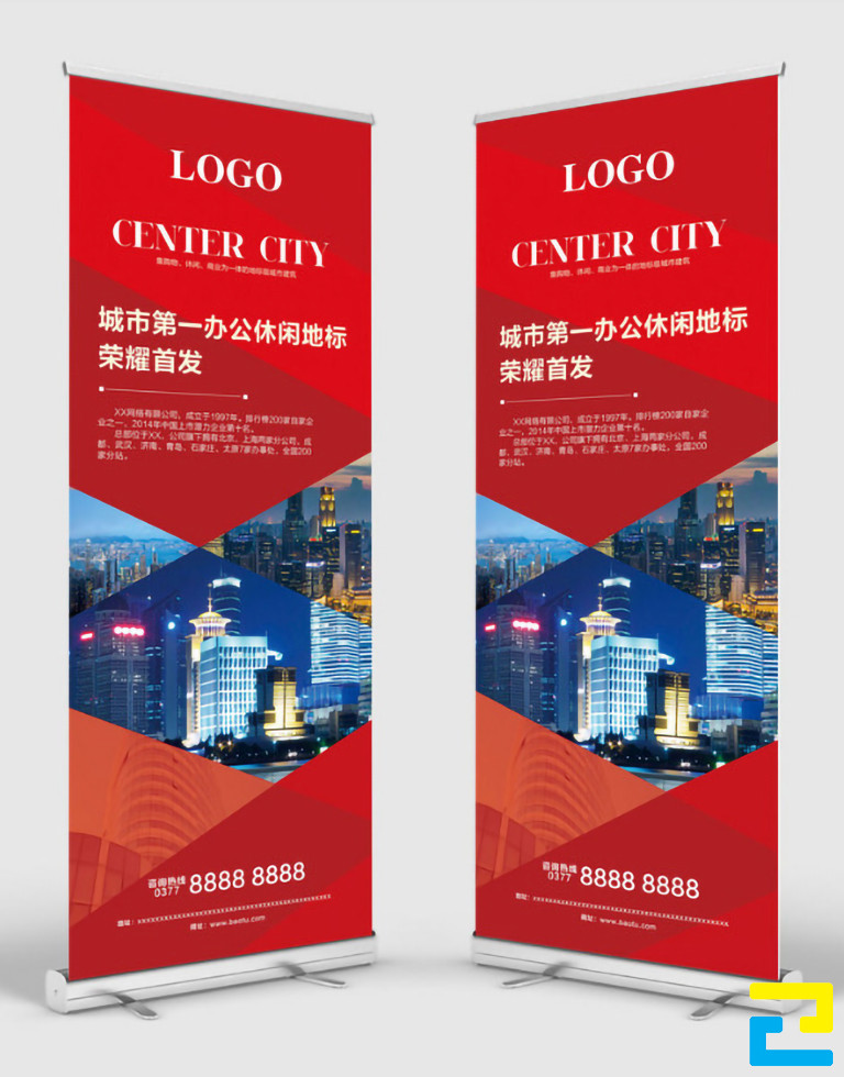 Mẫu 6: Standy cho dự án bất động sản được thiết kế với tông màu đỏ nổi bật, có kiểu chữ đơn giản, kết hợp với hình ảnh minh họa cho dự án