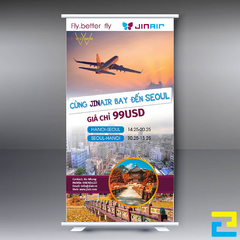 Sử dụng mực dầu sẽ giúp cho ấn phẩm in standy quảng cáo chuyến du lịch có độ bền màu lâu, dao động từ 3 cho đến 5 năm