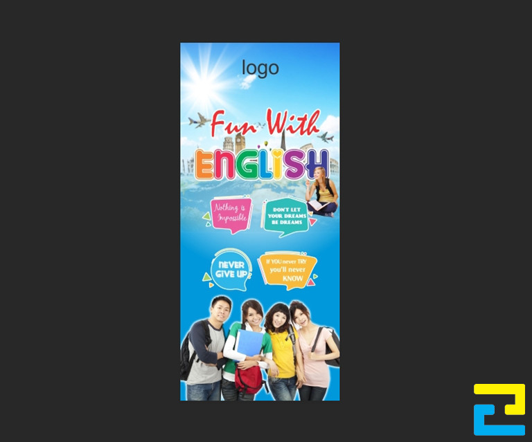 Tùy vào kích thước của quầy lễ tân trung tâm Anh ngữ mà quý khách lựa chọn kích thước in standee thích hợp