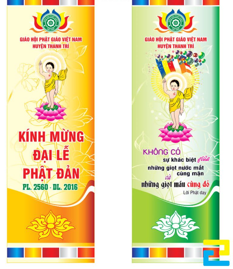 Trường hợp quý khách chưa có sẵn cho mình mẫu file in bandroll biểu ngữ Phật Đản, thì quý khách có thể yêu cầu nhân viên thiết kế file in