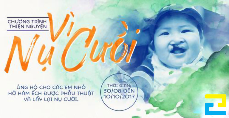 Mẫu 19: Bandroll có thông điệp hoạt động thiện nguyện được thiết kế với kiểu chữ nghệ thuật, hình ảnh minh họa được thiết kế với bố cục hợp lý