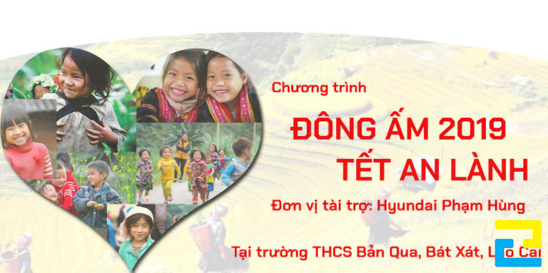 Mẫu 7: Băng rôn có hình ảnh minh họa các em nhỏ ở vùng cao, được thiết kế với bố cục đẹp mắt, bandroll có kiểu chữ đơn giản