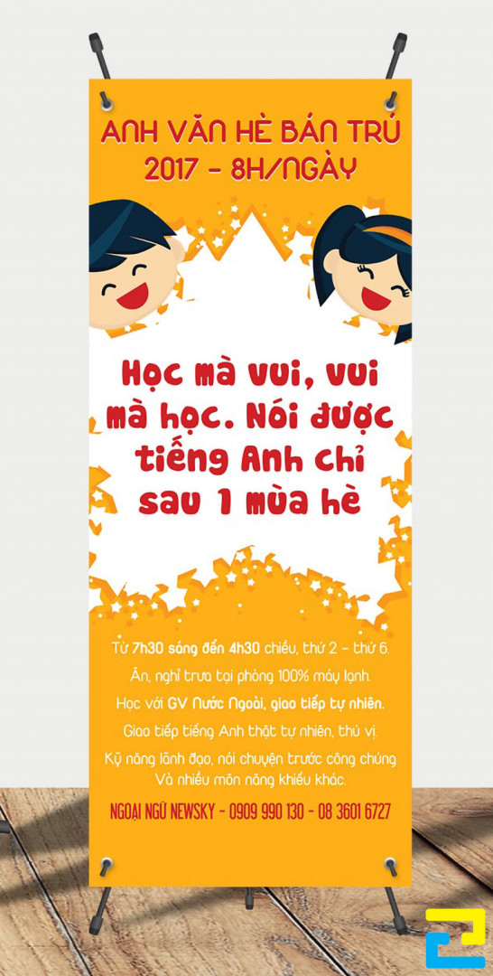 Quý khách nhận sản phẩm standee trung tâm tiếng Anh của mình bằng cách đến xưởng In Ấn Quảng Cáo 2H, hoặc yêu cầu giao hàng tận nơi