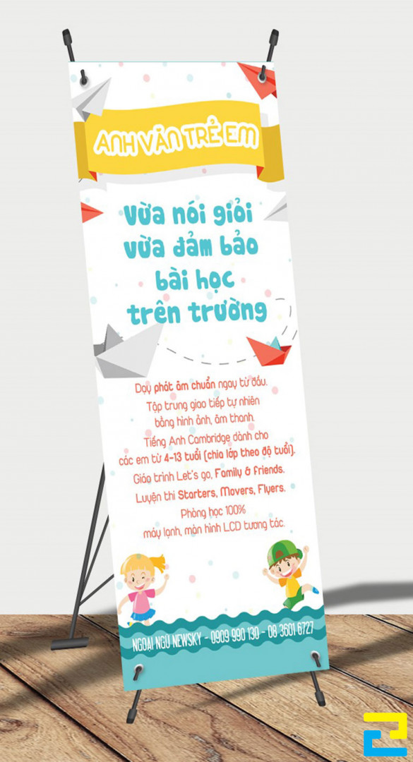 Trường hợp quý khách chưa có sẵn mẫu thiết kế file in mẫu standy trung tâm tiếng Anh, quý khách có thể yêu cầu nhân viên thiết kế file in