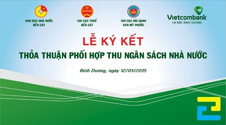 Mẫu 2: Phông nền lễ ký kết thỏa thuận phối hợp thu ngân sách nhà nước