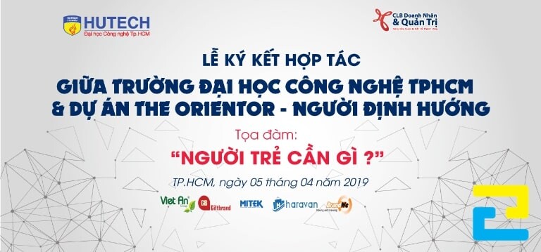 Mẫu 6: Phông nền lễ ký kết hợp tác của trường Đại Học HUTECH