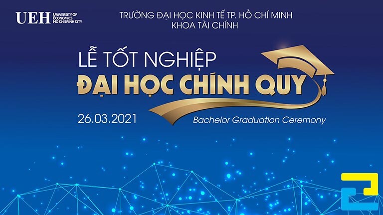 Backdrop, background lễ tốt nghiệp thông thường sẽ chứa những thông tin như: Thông điệp tốt nghiệp, ngày tháng, địa điểm tổ chức lễ tốt nghiệp,…