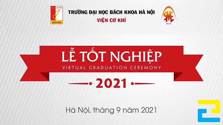 Mẫu 2: Phông nền có kiểu chữ đơn giản, có tông màu trắng chủ đạo, những thông tin như: Thông điệp lễ tốt nghiệp, tên trường,… được thiết kế với bố cục hợp lý
