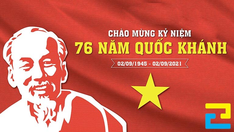 Mẫu 15: Băng rôn có những hình ảnh như: Hình ảnh Bác Hồ, hình ảnh ngôi sao được thiết kế với bố cục hợp lý, băng rôn có kiểu chữ đơn giản, tông màu đỏ chủ đạo