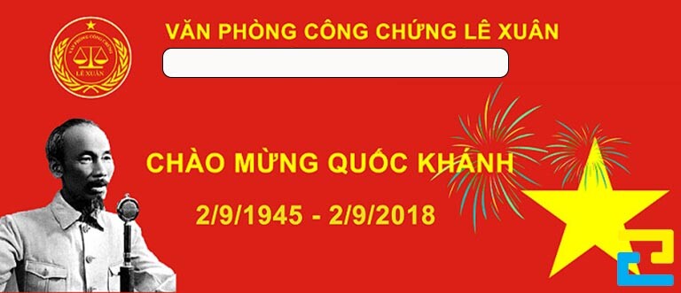 Mẫu 8: Băng rôn có những hình ảnh như: Hình ảnh ngôi sao, hình ảnh pháo bông, hình ảnh Bác Hồ được thiết kế với bố cục đẹp mắt, băng rôn có kiểu chữ đơn giản