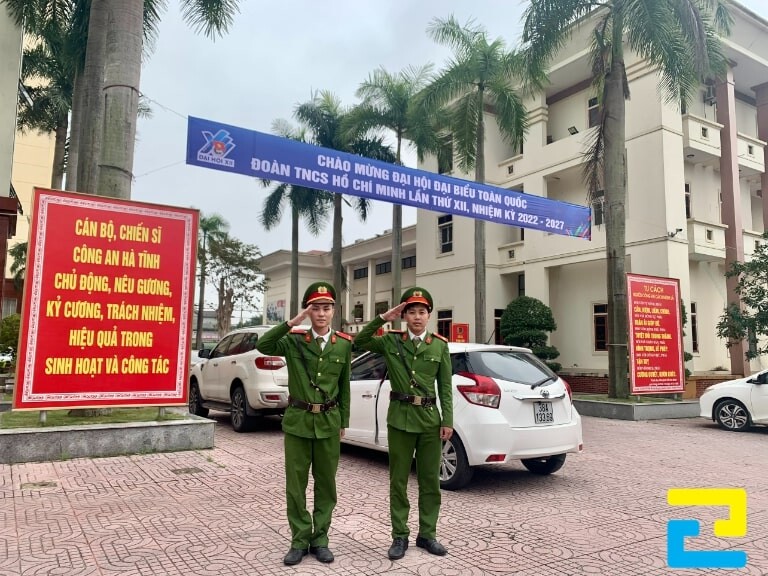 Mẫu 2: Băng rôn chào mừng Đại hội Đại biểu toàn quốc Đoàn TNCS Hồ Chí Minh ở Công an tỉnh Hà Tĩnh