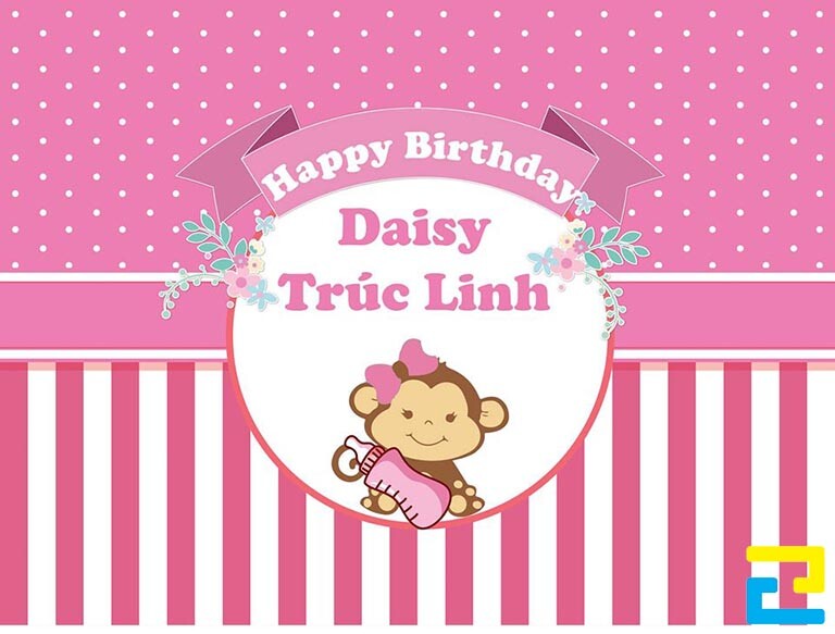 Mẫu 10: Phông nền có tông màu hồng – trắng, có hình ảnh bông hoa, hình ảnh động vật,… được thiết kế với bố cục hợp lý, phông nền có kiểu chữ đơn giản