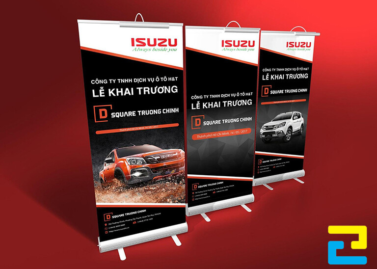 Mẫu standee ô tô mừng khai trương công ty dịch vụ ô tô