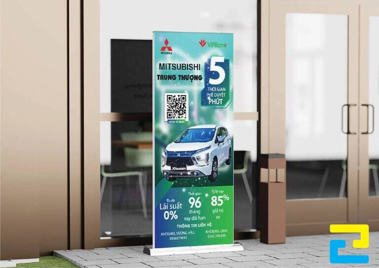 Mẫu standee quảng cáo cho vay tiền mua ô tô lãi suất thấp