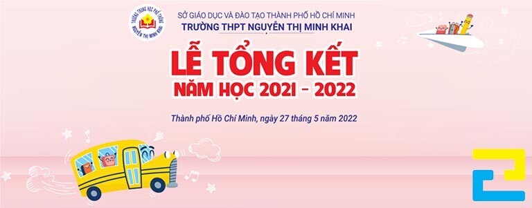 Mẫu 1: Phông nền lễ tổng kết năm học với tông màu hồng và được thiết kế đơn giản