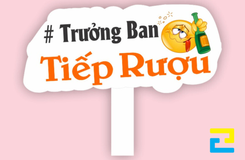 Cấu tạo thành phần của bảng hashtag cầm tay ăn nhậu bao gồm: phần bảng và phần tay cầm