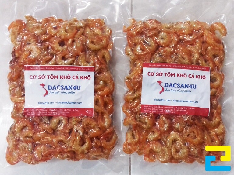 Mẫu tem nhãn tôm khô đặc trưng, được sử dụng rộng rãi