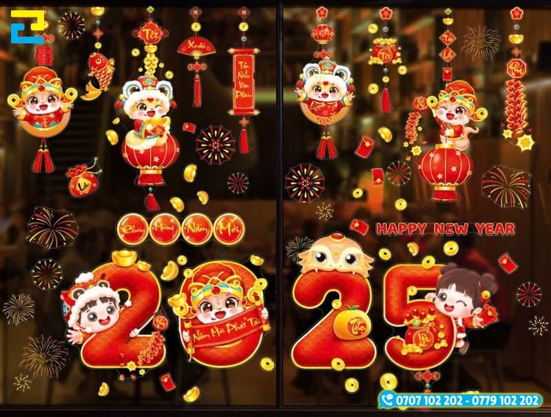 Decal Trang Tri Quan Cafe Ngay Tet