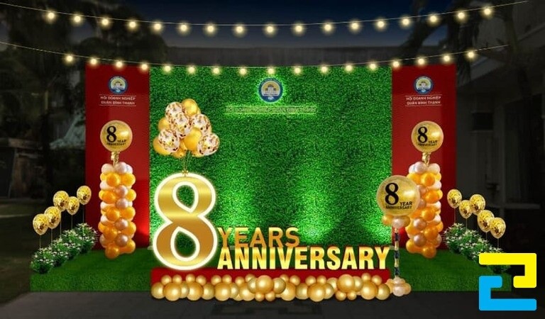 Trang trí khu vực check in sự kiện theo tông màu chủ đạo của chương trình